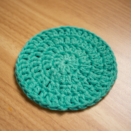 Cyan Crocheted Cotton Coaster