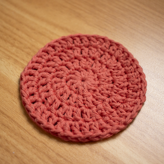 Dark Pink Crocheted Cotton Coaster
