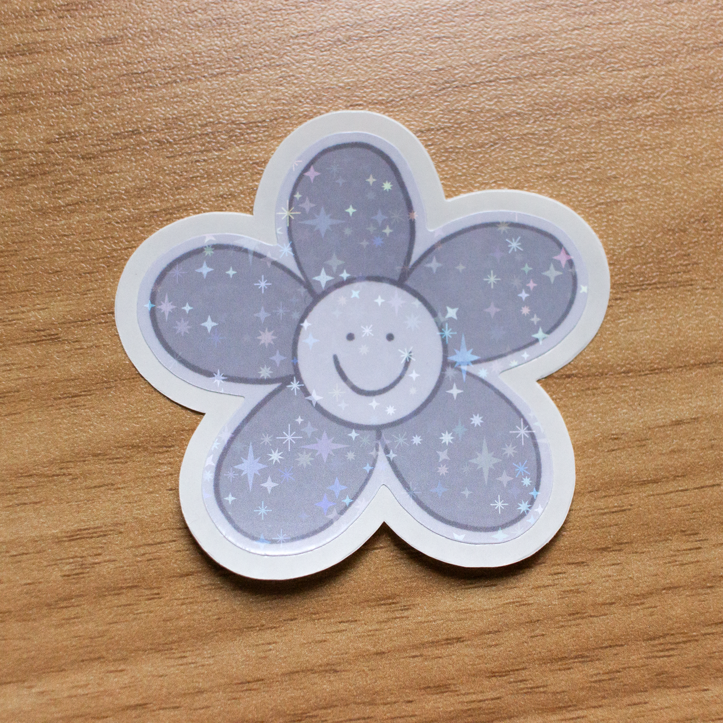 Gray Smiley Flower Sticker