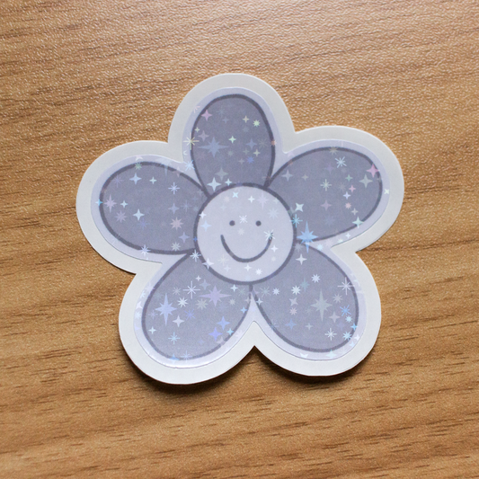 Gray Smiley Flower Sticker