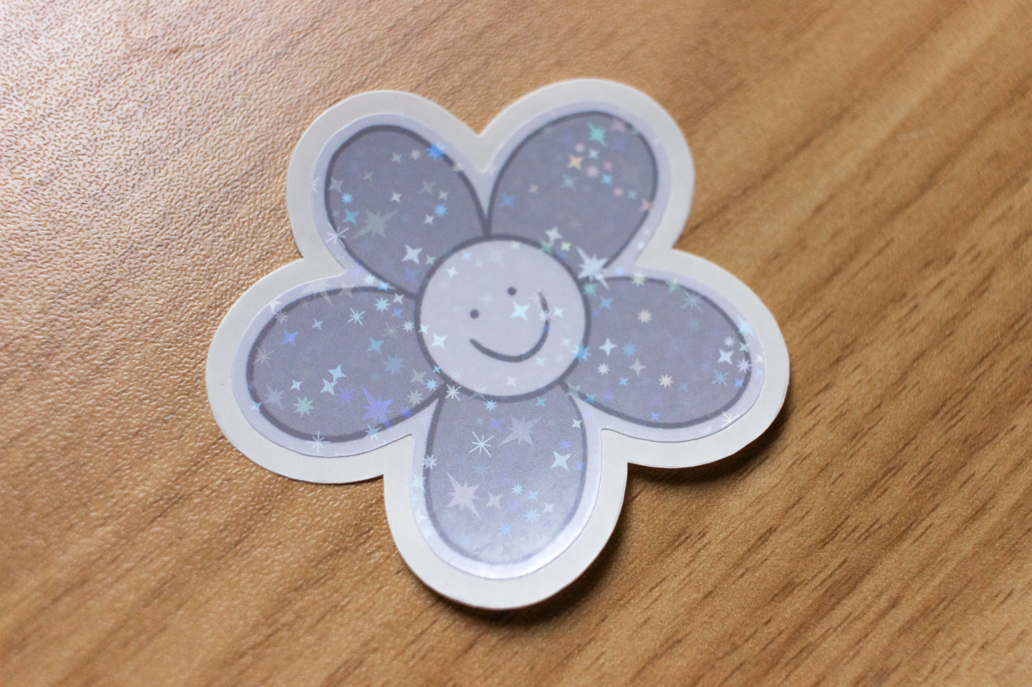 Gray Smiley Flower Sticker