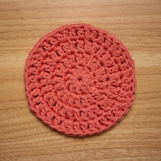 Dark Pink Crocheted Cotton Coaster