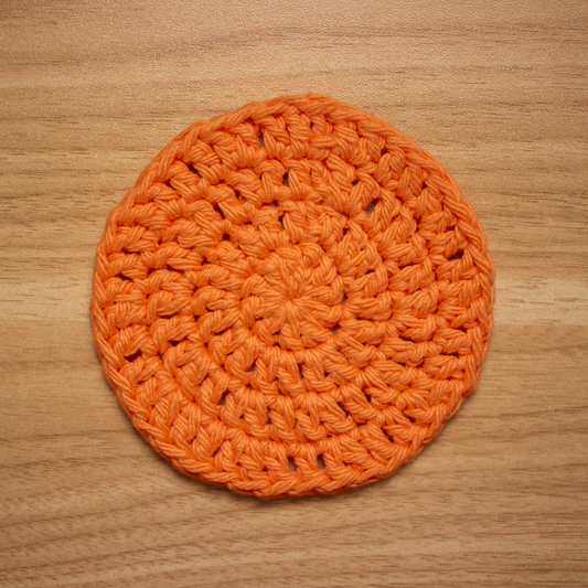 Orange Crocheted Cotton Coaster